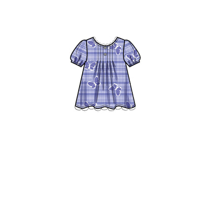 Simplicity Pattern 9321 Children's Tucked Tops, Dresses, Shorts and Pants