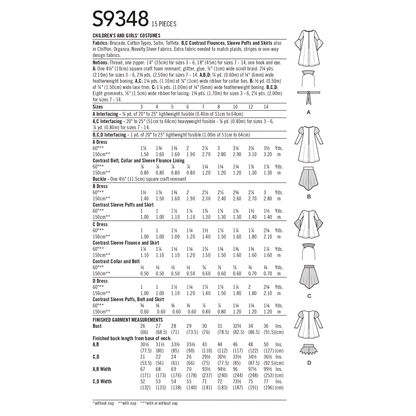 Simplicity SS9348 Child & Girl Costumes