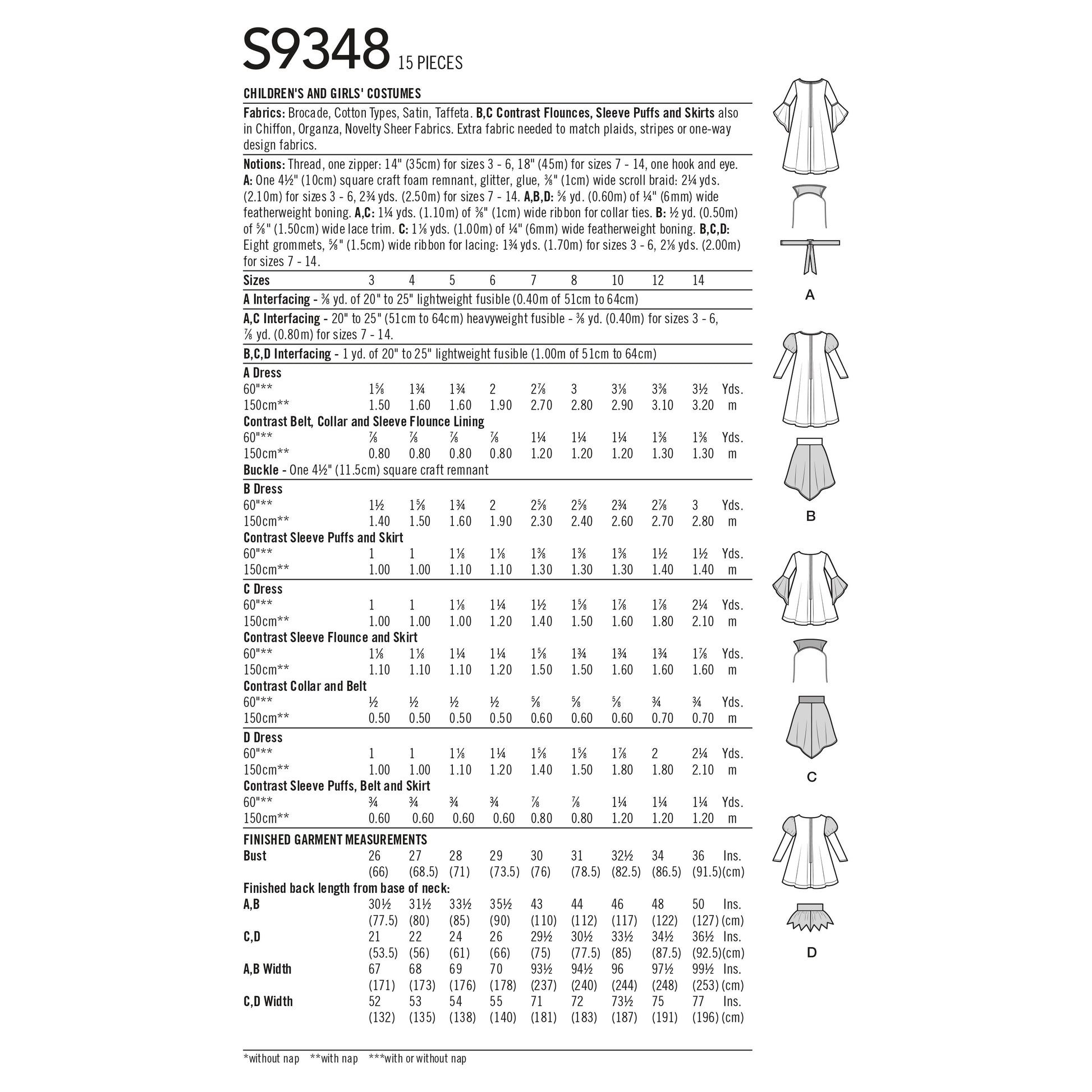 Simplicity SS9348 Child & Girl Costumes