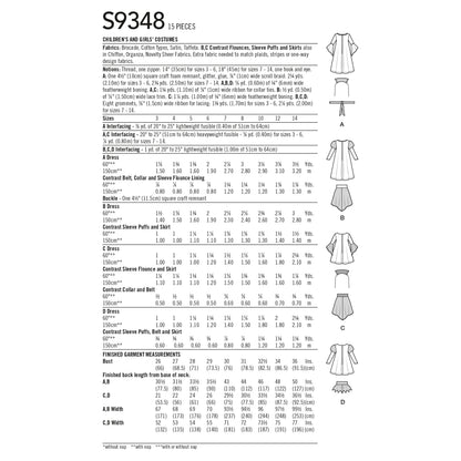 Simplicity SS9348 Child & Girl Costumes