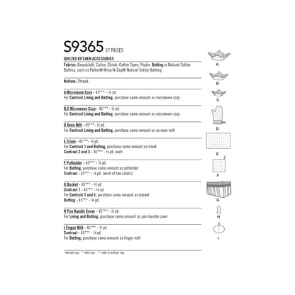 Simplicity SS9365 Quilted Kitchen Accessory