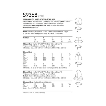 Simplicity SS9368 Hat Nifty Scarf &  Mask