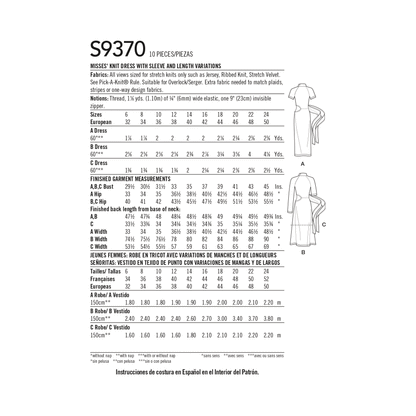 Simplicity SS9370 Misses Knit Dress