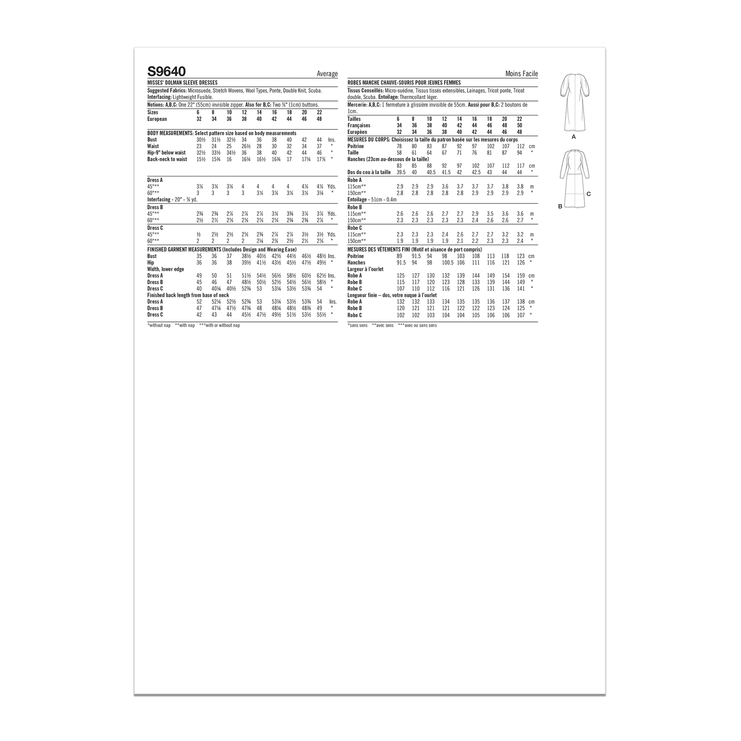 Simplicity Pattern S9640 Misses' Sleeve Dress