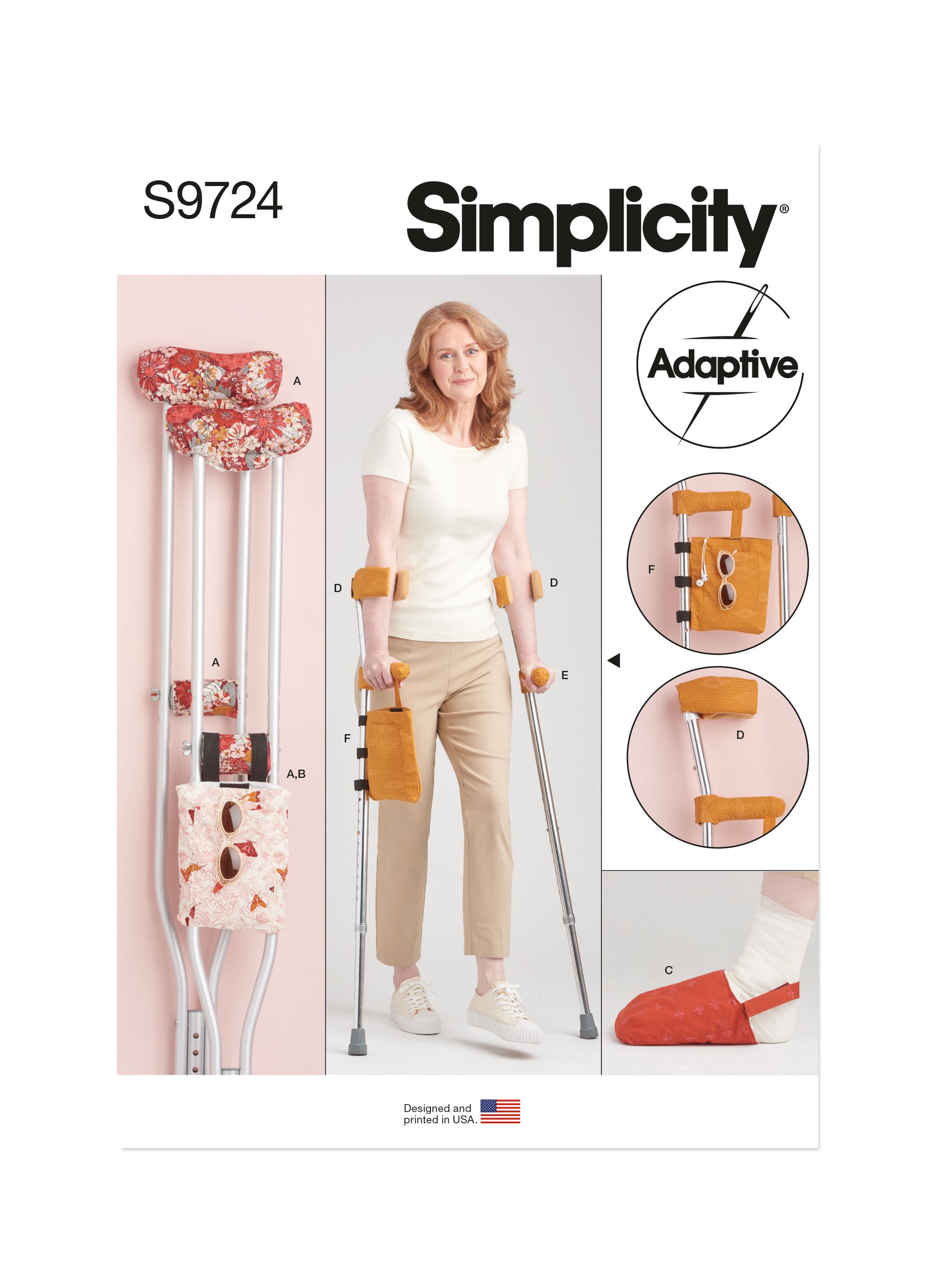 Simplicity Pattern S9724 Crutch Pads, Bag and Toe Cover