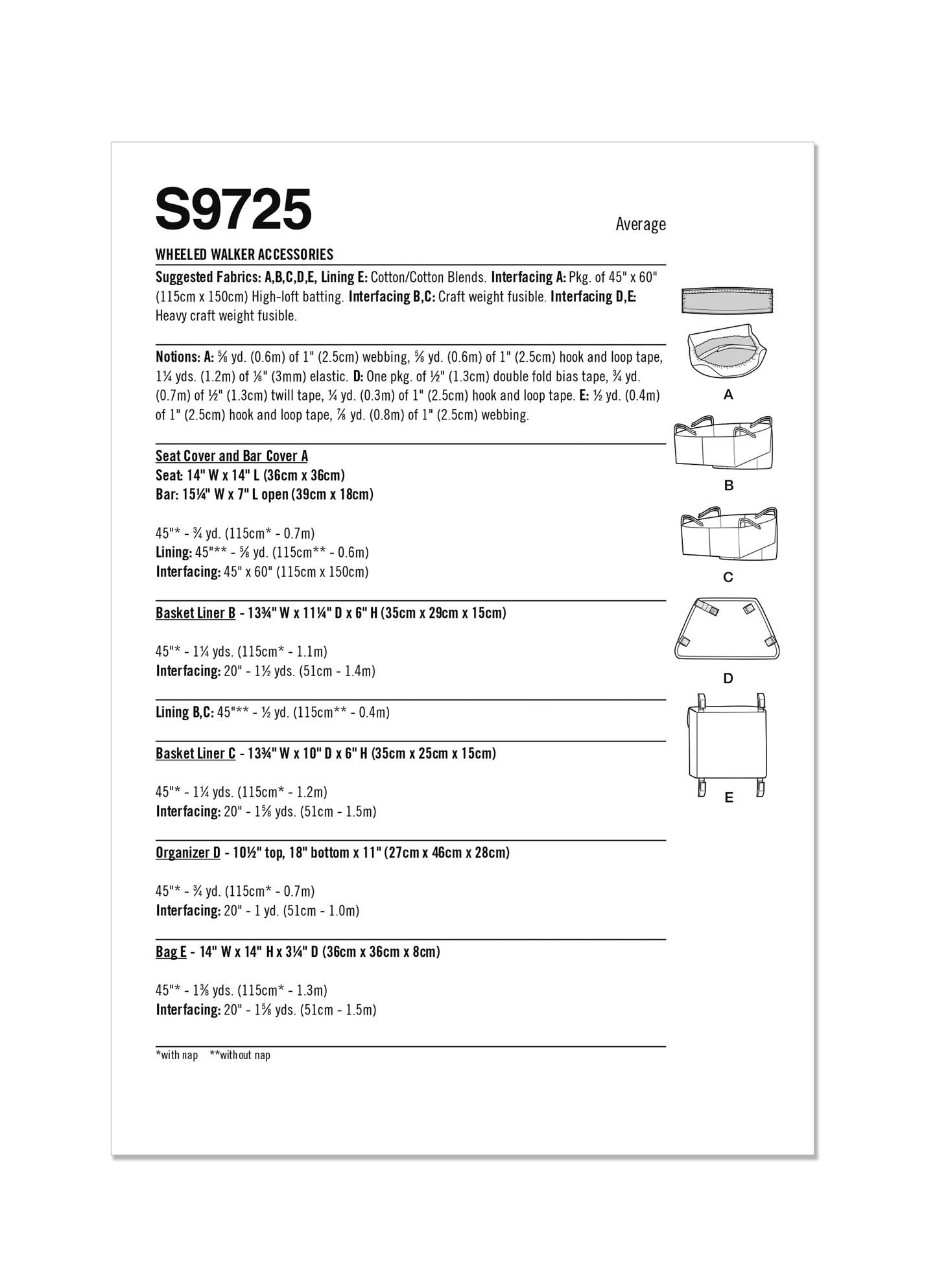 Simplicity Pattern S9725 Wheeled Walker