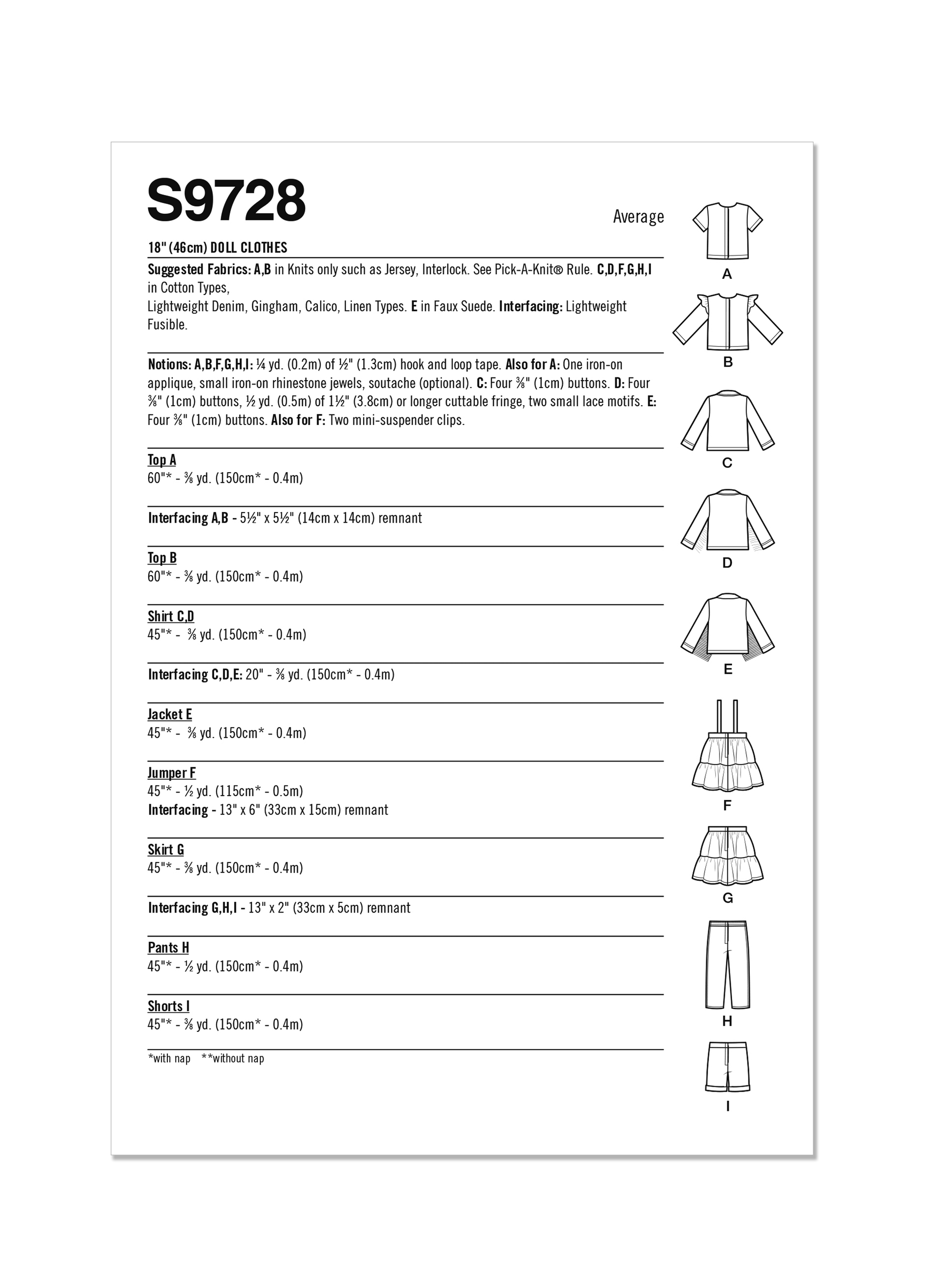 Simplicity Pattern S9728 Undefined Doll Clothes