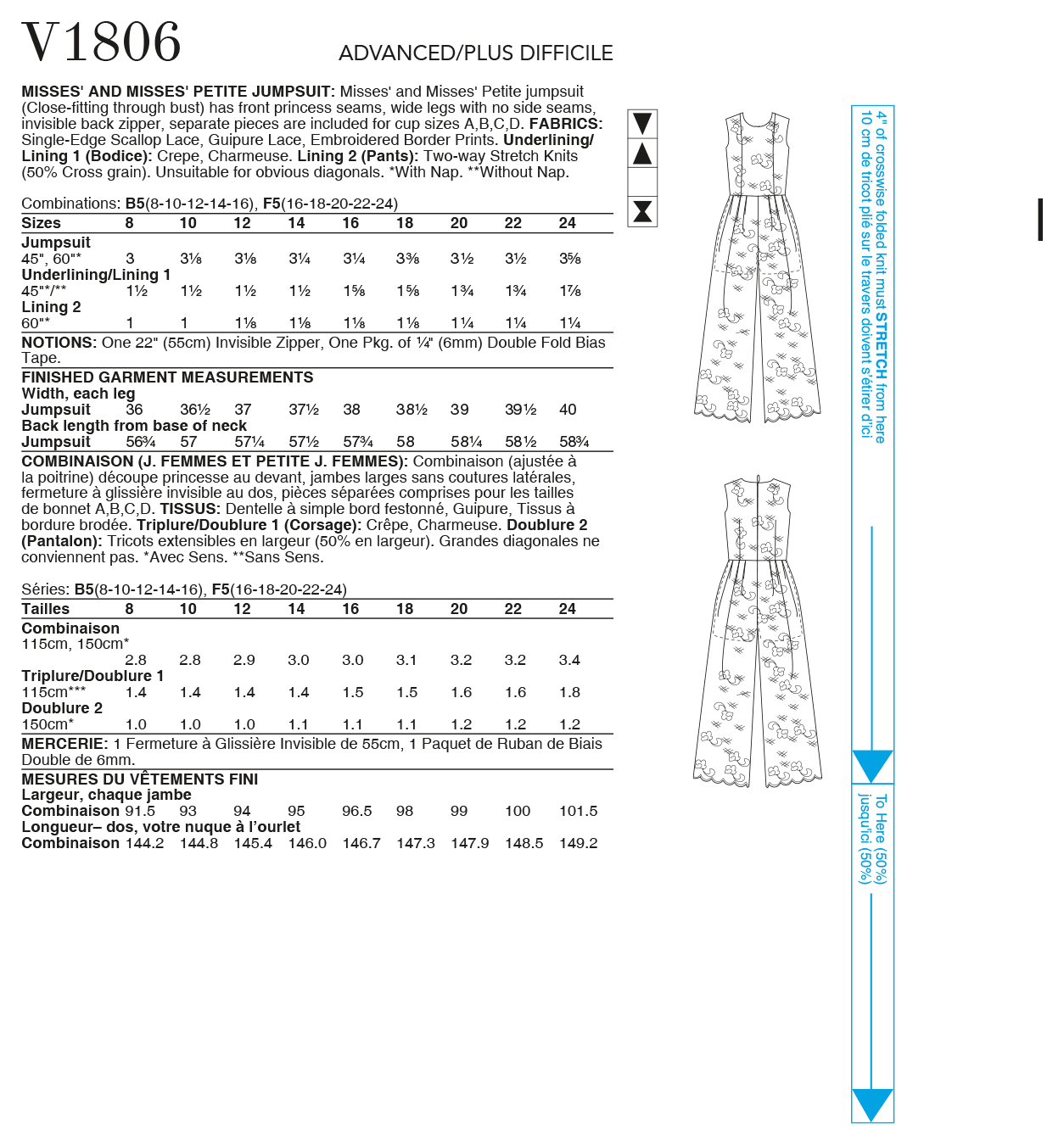 Vogue Pattern V1806  Misses' & Misses' Petite Jumpsuit