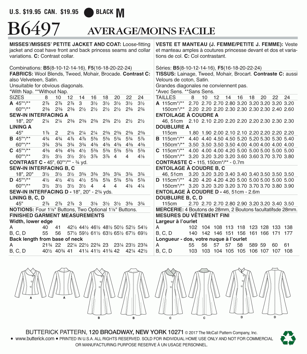 Butterick Pattern B6497 B5 (8-10-12-14-16)