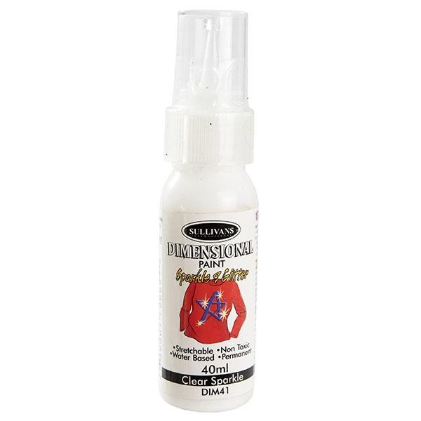 Sullivans Dimensional Sparkle Gloss Paint, Clear- 40ml