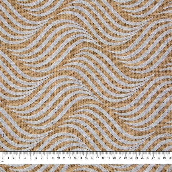 Metallic Print Hessian Fabric, Waves- Width 129.5cm