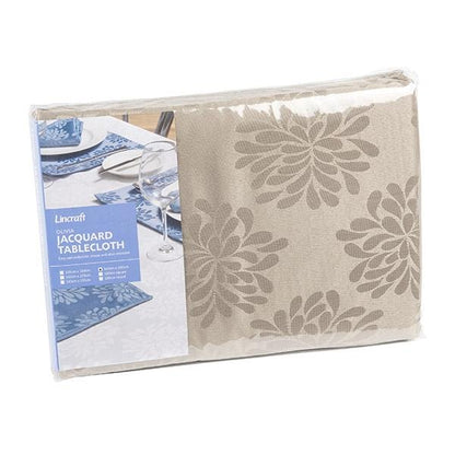 Jacquard Tablecloth, Taupe- 135 x 180cm