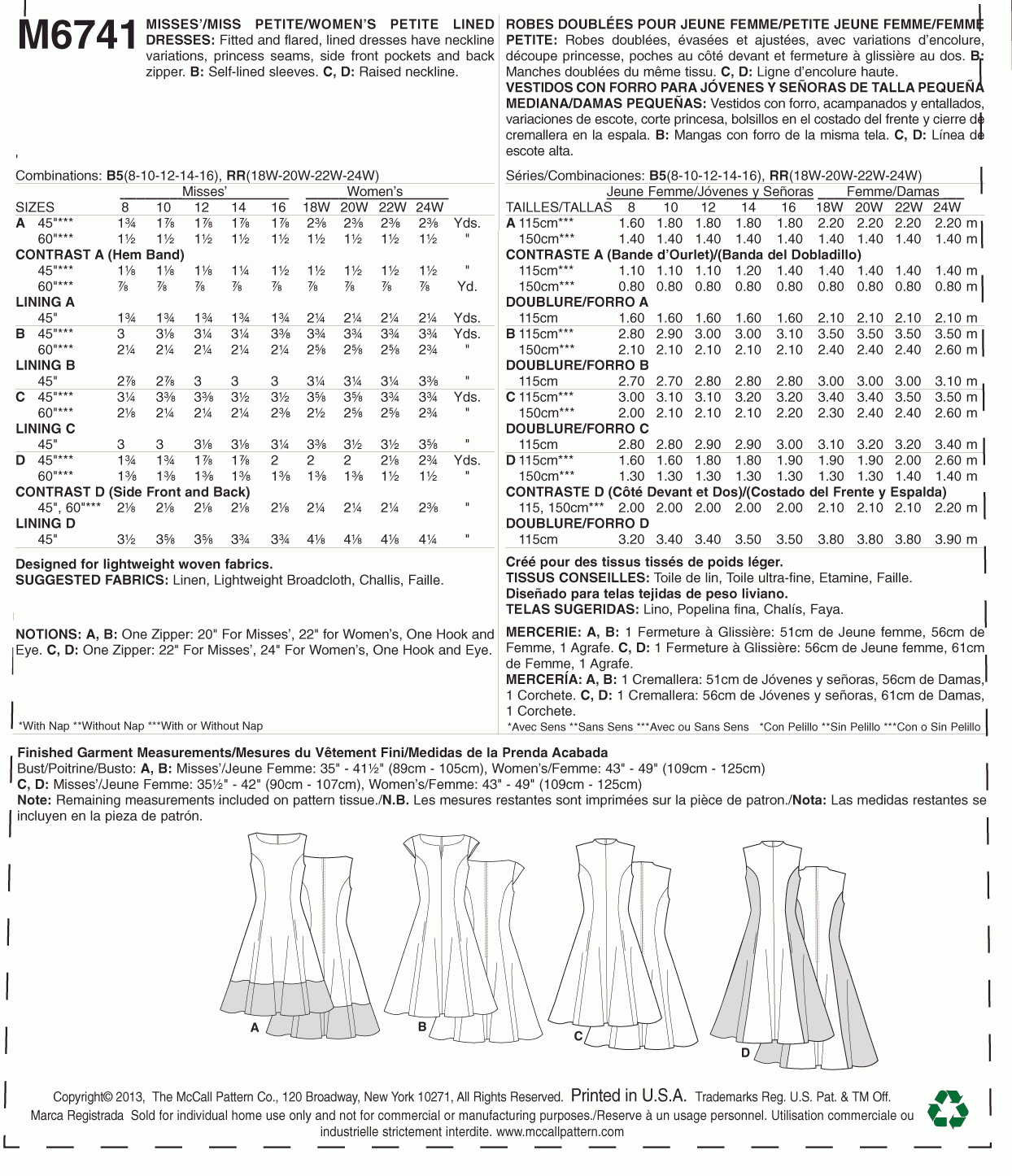 McCall's Pattern M6741 B5 (8-10-12-14-16)