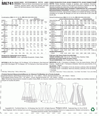 McCall's Pattern M6741 B5 (8-10-12-14-16)