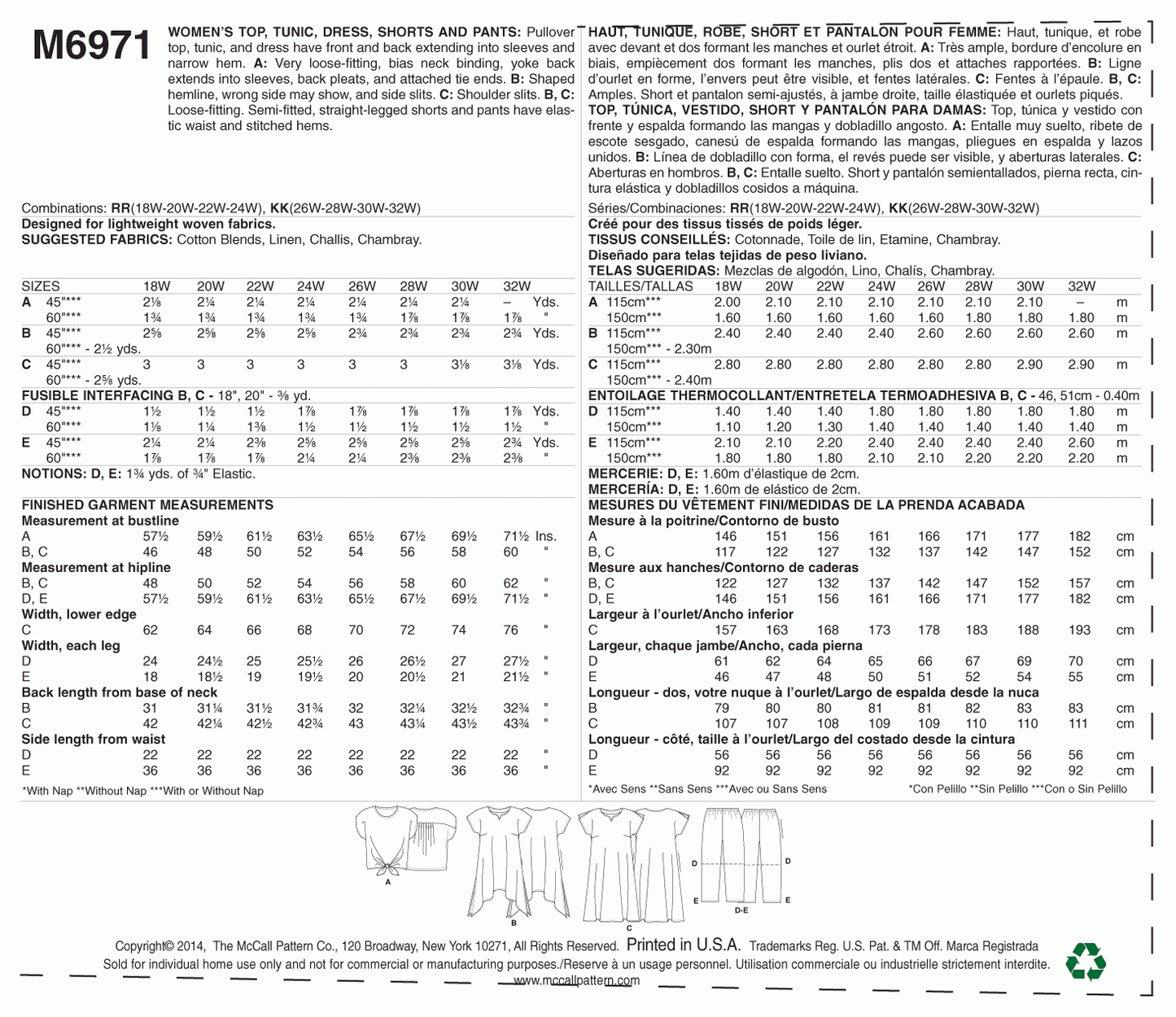 McCall's Pattern M6971 RR (18W-20W-22W-24W)