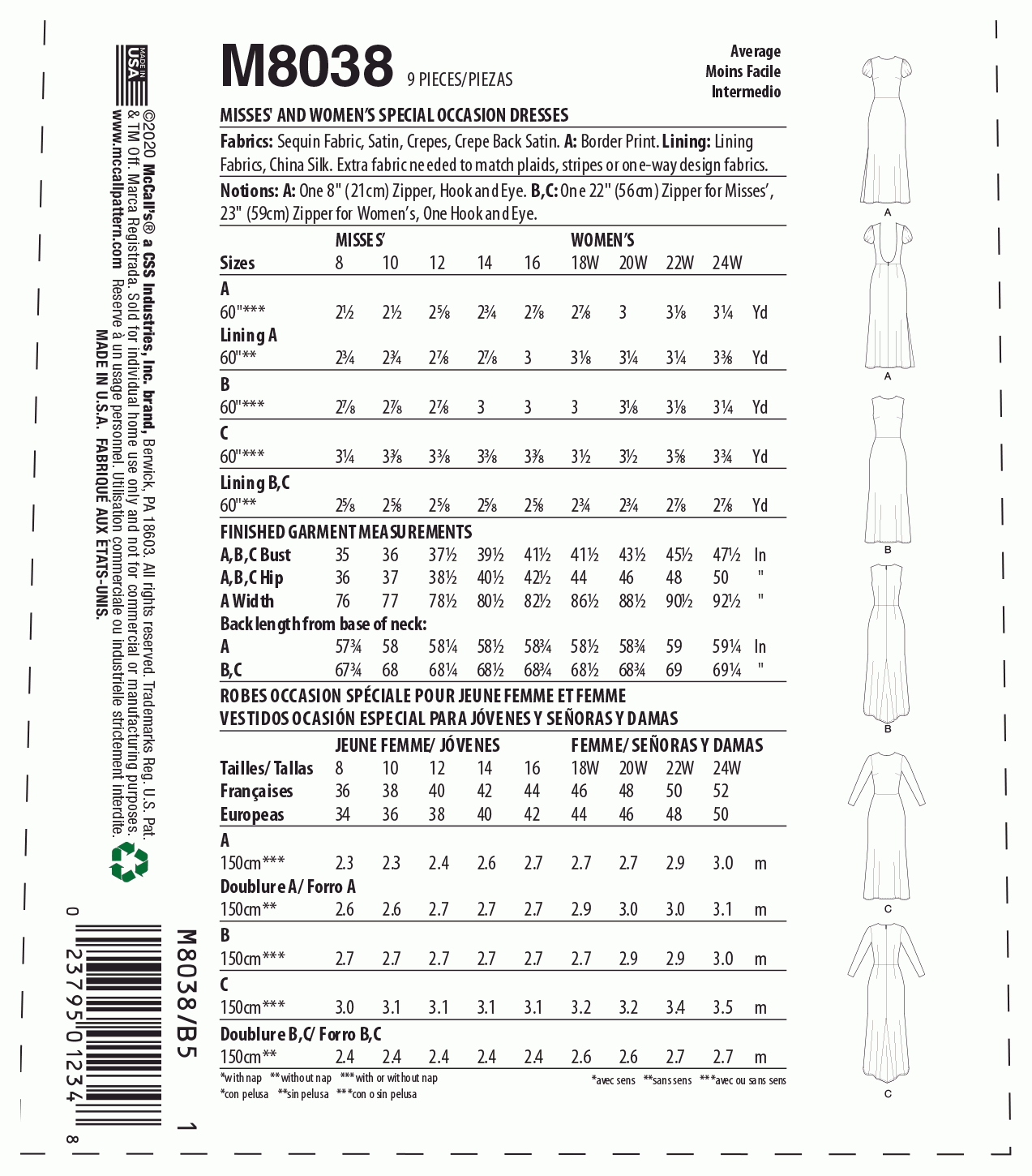 McCall's Pattern M8038 B5 (8-10-12-14-16)