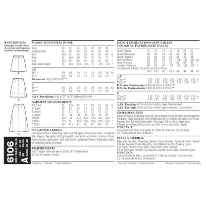 Newlook Pattern 6106 Misses' Skirts