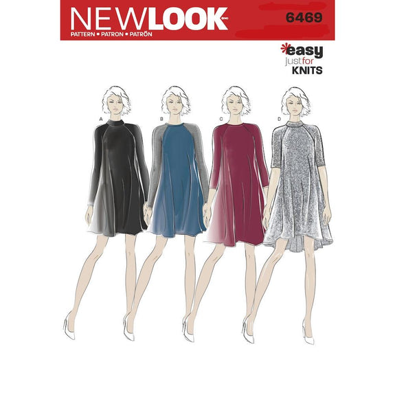 Newlook Pattern 6469 Misses' Easy Knit Dress with Length and