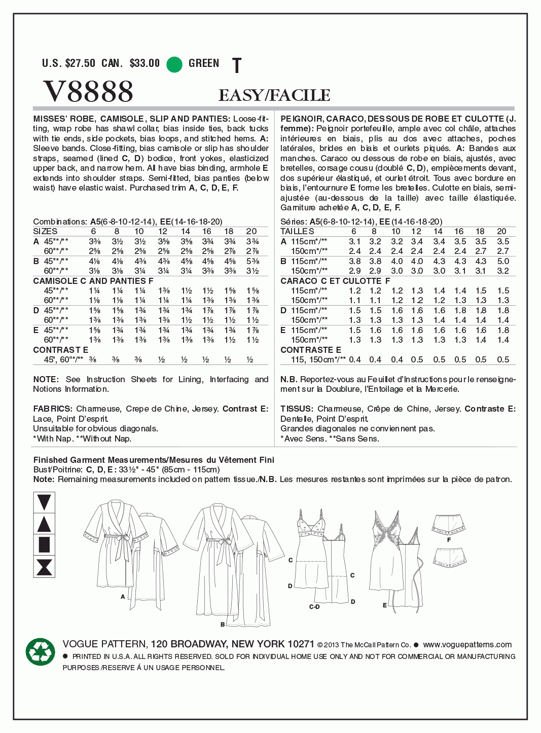 Vogue Pattern V8888 A5 (6-8-10-12-14)