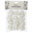 White Craft Roses With Lace 35mm- 12pk