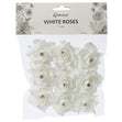 White Craft Roses With Diamante- 9pk